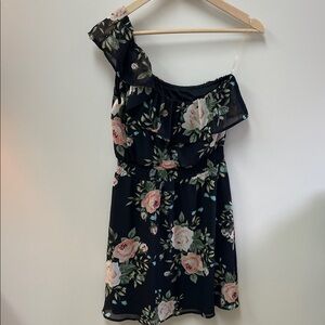Crystal Doll Black Dress with Green Floral Accents